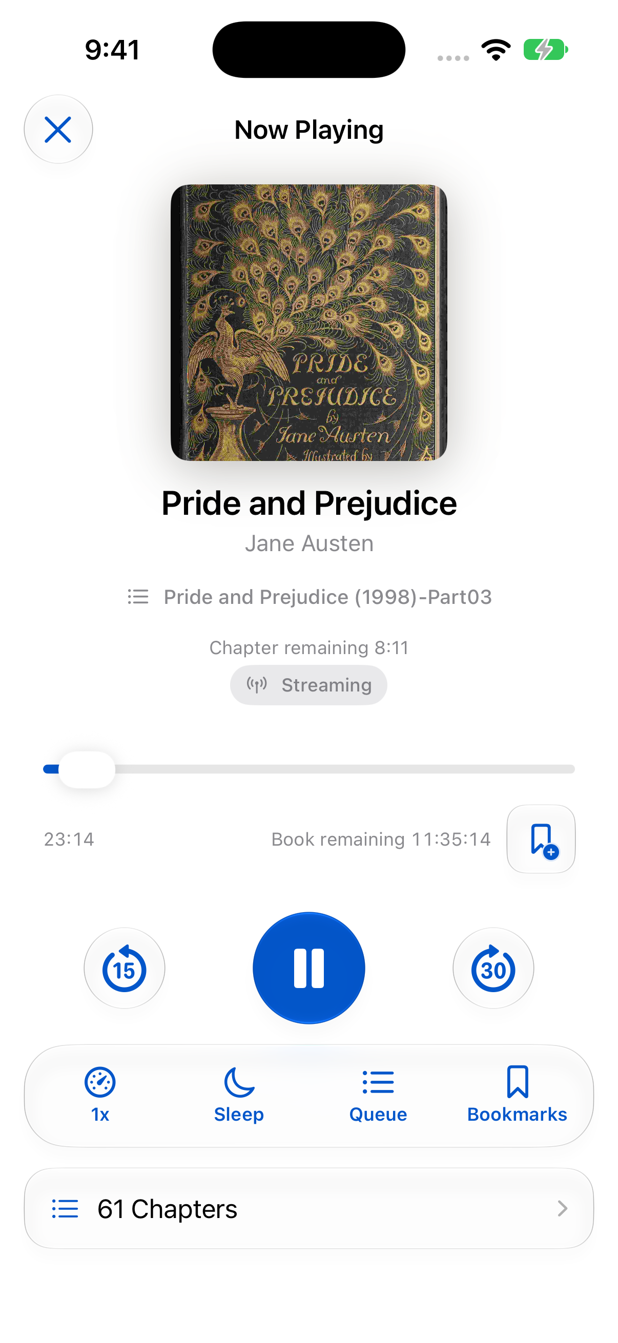 QuireDeck audiobook player on iPhone